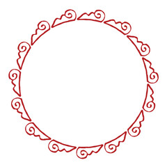 中華風の円形フレーム　手書き　アジアン