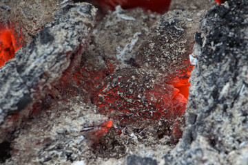 Feuer, Glut, glühende Holzbriketts