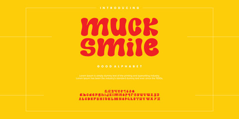 Muck Smile abstract minimal modern alphabet fonts. Typography technology vector illustration - obrazy, fototapety, plakaty