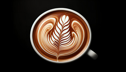 coffee cup and latte art - obrazy, fototapety, plakaty