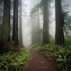 Redwood Trail in the Fog