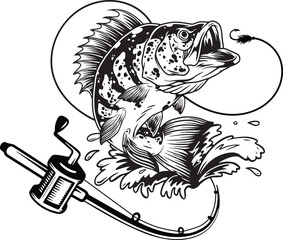 Bass fishing, Fishing t-shirt design, Fishing illustration, Fishing badge logo