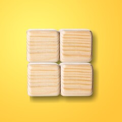 Basic mathematical symbols on wooden cubes for business concept.