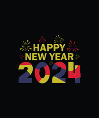 HAPPY NEW YEAR 2024 NEW YEAR t shirt design 