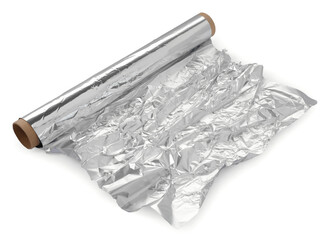 Roll of aluminum foil isolated on white