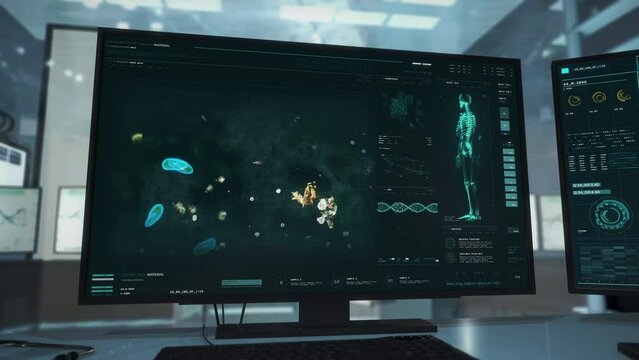 Paramecium Bacteria Organism Researched By Innovative Microscope Interface. Paramecium Bacteria Organism Study For Modern Biology Science. Paramecium Bacteria Organism Microscopic Analysis Interface