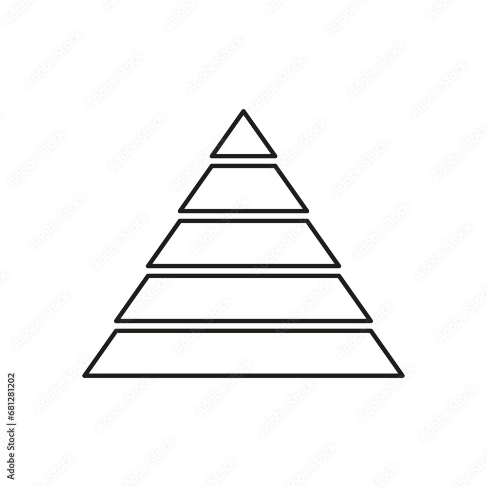 Poster pyramid line icon for infographics. triangle outline with 5 levels elements. vector illustration. ep
