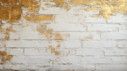 Obraz premium brick wall light white gold background, empty vintage wall surface, copy space