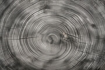 Detailed black and white photo of tree rings, highlighting nature's intricate patterns. 