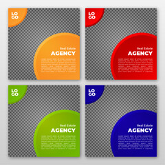 Social media post square template background for real estate marketing agency