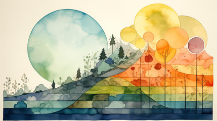 abstract water color background showing harmony in nature 