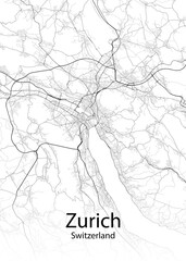 Zurich Switzerland minimalist map