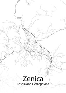 Zenica Bosnia and Herzegovina minimalist map