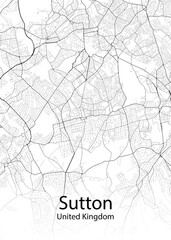 Fototapeta na wymiar Sutton United Kingdom minimalist map