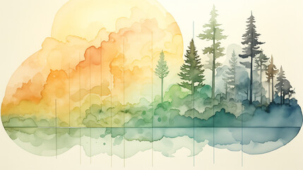 abstract water color background showing harmony in nature 