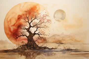 abstract water color background showing harmony in nature 