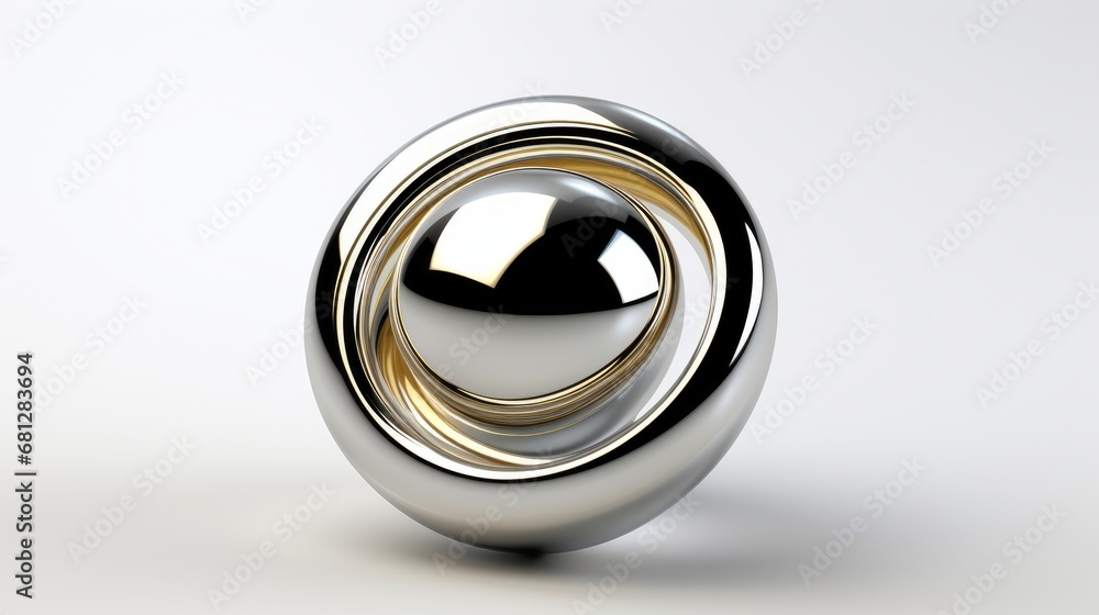 Poster metallic sphere rotating in space isolated on a white background ai generated illustration