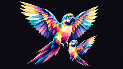 Colorful Polygonal Parrot. Type D - Generated by AI