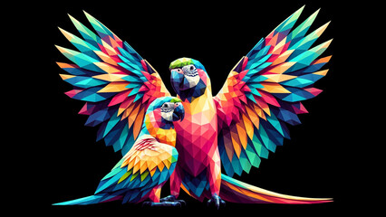 Obraz premium Colorful Polygonal Parrot. Type E - Generated by AI