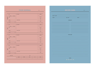 Recipe card and Food Journal. Plan you food day easily. Vector illustration.	