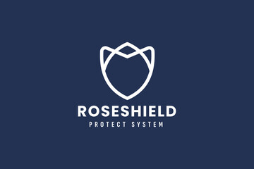 rose shield logo vector icon illustration