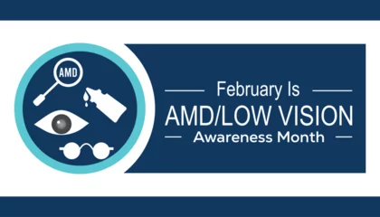 Foto op Plexiglas Vector illustration on the theme of AMD/Low vision awareness month observed each year during February.banner, Holiday, poster, card and background design. © Rabin
