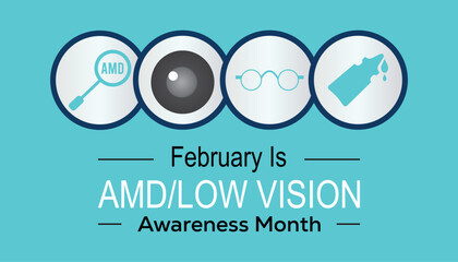Vector illustration on the theme of AMD/Low vision awareness month observed each year during February.banner, Holiday, poster, card and background design.