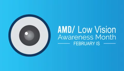 Foto op Plexiglas Vector illustration on the theme of AMD/Low vision awareness month observed each year during February.banner, Holiday, poster, card and background design. © Rabin