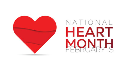 Vector illustration on the theme of National Heart month observed each year during February.banner, Holiday, poster, card and background design.