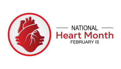 Vector illustration on the theme of National Heart month observed each year during February.banner, Holiday, poster, card and background design.