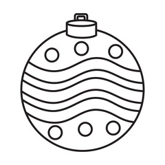 Christmas ball for tree decoration outline with transparent background, suitable for coloring book, sticker and graphic design element