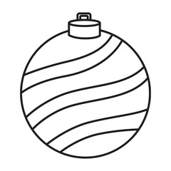 Christmas ball for tree decoration outline with transparent background, suitable for coloring book, sticker and graphic design element