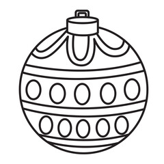 Christmas ball for tree decoration outline with transparent background, suitable for coloring book, sticker and graphic design element