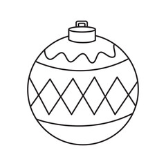 Christmas ball for tree decoration outline with transparent background, suitable for coloring book, sticker and graphic design element