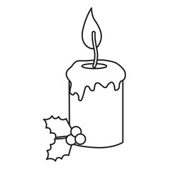 Candle outline illustration with transparent background, suitable for icon, sticker, coloring book and graphic design element