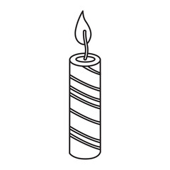 Candle outline illustration with transparent background, suitable for icon, sticker, coloring book and graphic design element