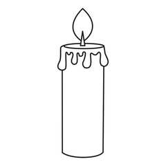Candle outline illustration with transparent background, suitable for icon, sticker, coloring book and graphic design element