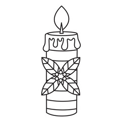 Candle outline illustration with transparent background, suitable for icon, sticker, coloring book and graphic design element