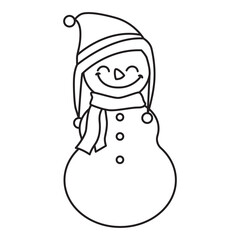 Snowman outline with transparent background, suitable for icon, sticker, coloring book and graphic design element