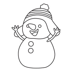 Snowman outline with transparent background, suitable for icon, sticker, coloring book and graphic design element