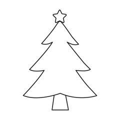 Christmas tree outline with transparent background, suitable for icon, coloring book and graphic...
