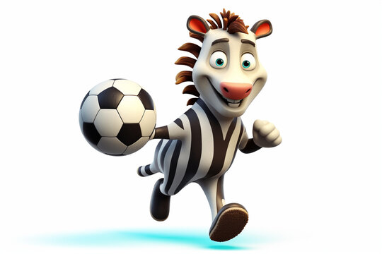 cartoon character of a zebra playing football