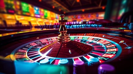 colorful roulette wheel spinning in a casino  AI generated illustration