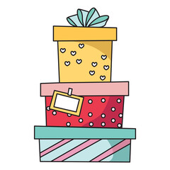 Gift cartoon illustration with transparent background, suitable for sticker and graphic design element