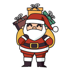 Santa Claus cartoon illustration with transparent background, suitable for sticker and graphic design element