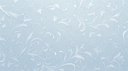 light blue soft pastel cool, delicate background with vintage floral wallpaper ornament on the wall copy space blank
