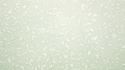 Fototapeta premium spring light green soft pastel, delicate mint background with vintage floral ornament of olive shades wallpaper on the wall copy space blank