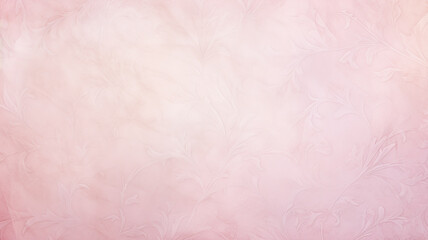 Fototapeta premium light pink soft pastel, delicate background with vintage floral wallpaper ornament on the wall copy space blank
