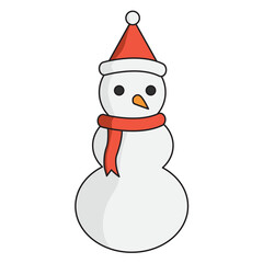 Snowman cartoon illustration with transparent background, suitable for sticker and graphic design element