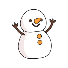 Snowman cartoon illustration with transparent background, suitable for sticker and graphic design element